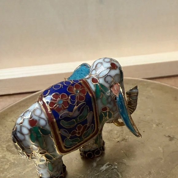 Colorful Cloisonné Elephant Figurine - Picture 3 of 7